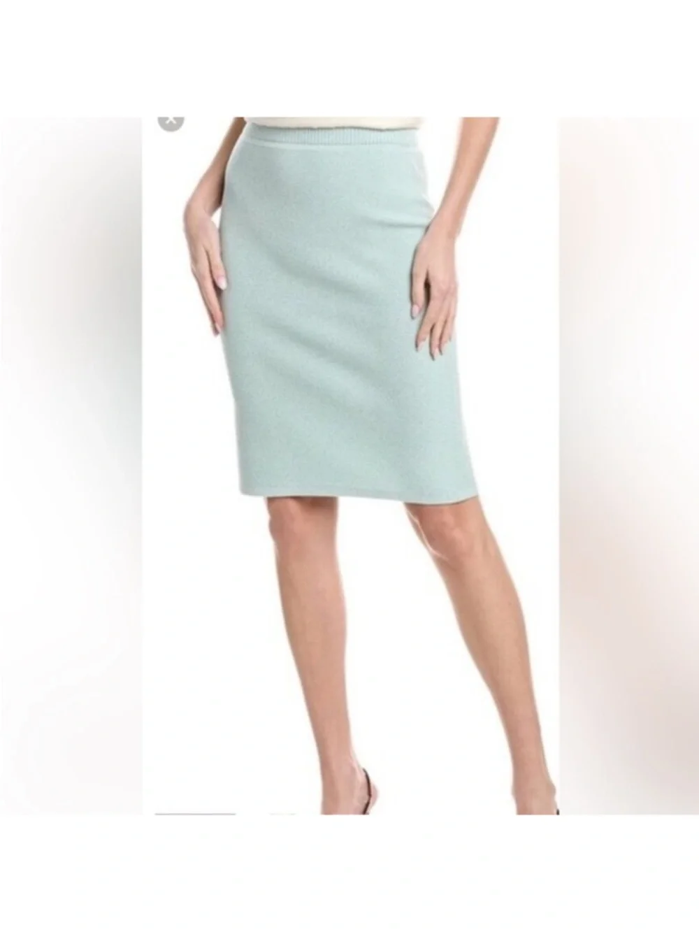 St. John Skirt Santana Knit Midi Womens 2 Aqua Pencil Quiet Luxury Minimalist